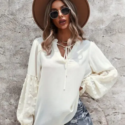 Top with Puff Sleeves | Elevate Your Casual Style with Solid Color Elegance