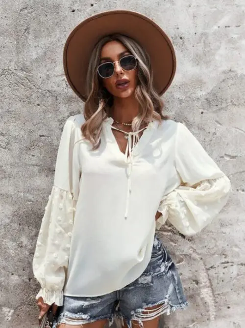Top with Puff Sleeves | Elevate Your Casual Style with Solid Color Elegance