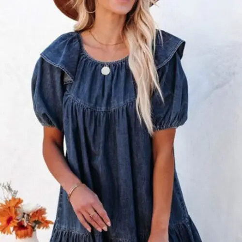 New Loose Casual Ruffle Short Dress