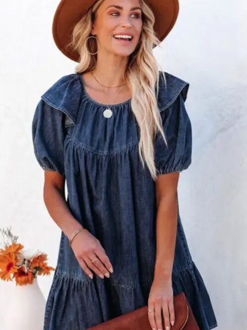 New Loose Casual Ruffle Short Dress