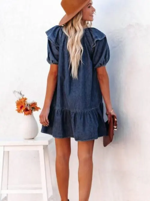 New Loose Casual Ruffle Short Dress