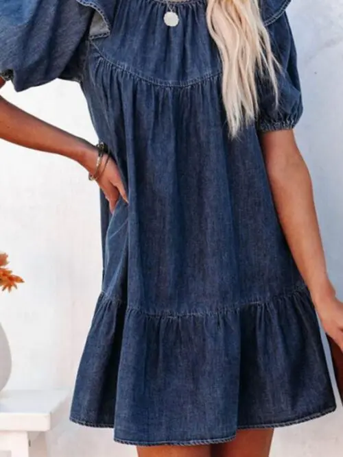 New Loose Casual Ruffle Short Dress