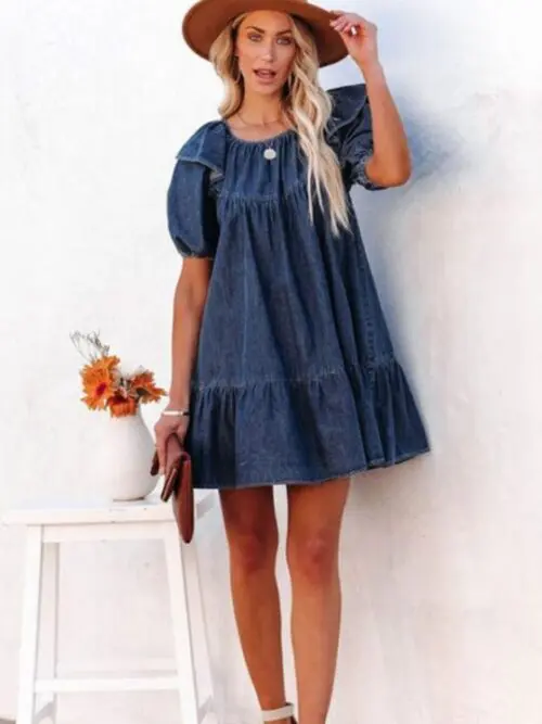 New Loose Casual Ruffle Short Dress