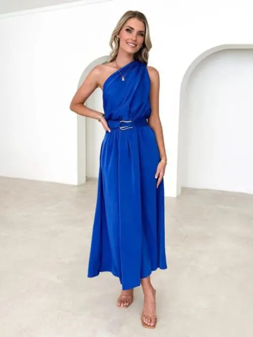 One-Shoulder Strapless Backless Dress with Slim Waist