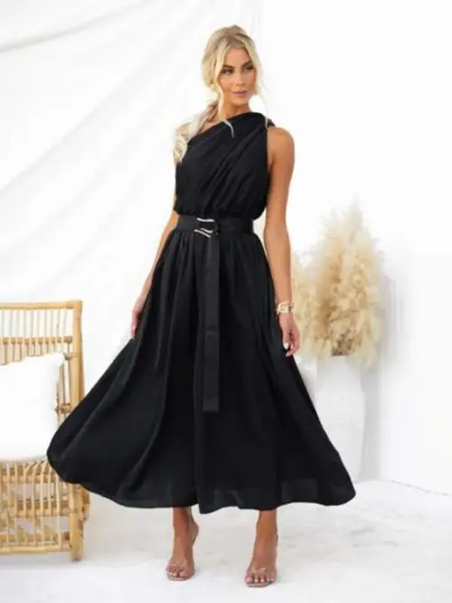 One-Shoulder Strapless Backless Dress with Slim Waist