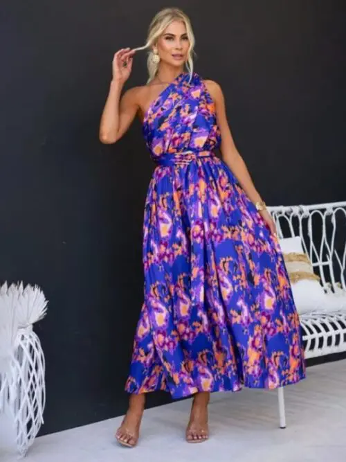 One-Shoulder Strapless Backless Dress with Slim Waist