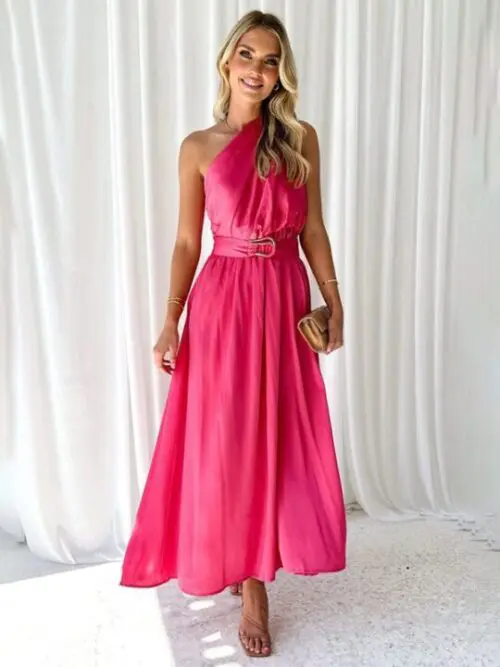 One-Shoulder Strapless Backless Dress with Slim Waist