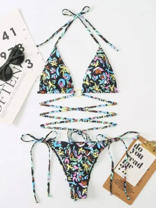 Floral Print Beach Strap Bikini- New Swimsuit Style