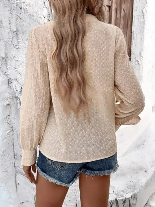 Casual Ruffled Jacquard Long-Sleeve Shirt