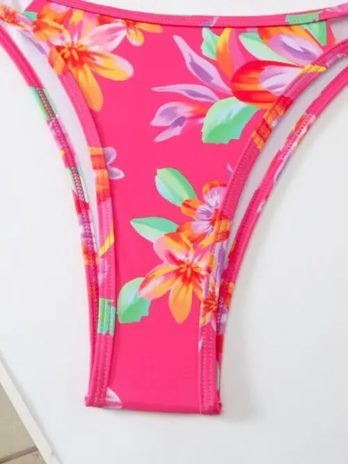 Floral Print Double Strap Bikini Swimsuit for Women