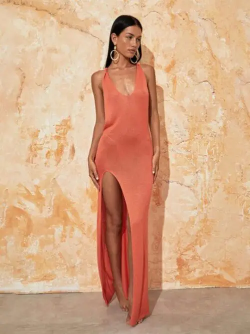Sexy Solid Color Knitted Beach Bikini Swimsuit Cover-up