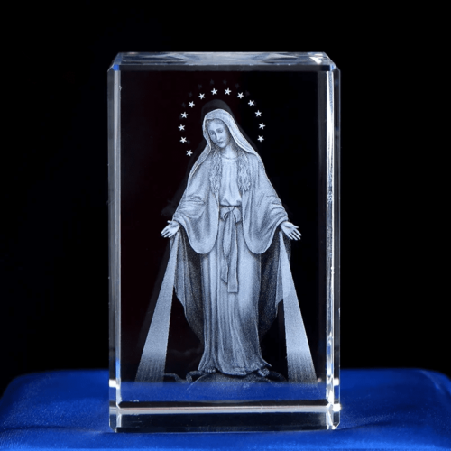 3D K9 Crystal Cube – Christian Jesus Cross & Virgin Mary Figurine, Laser Engraved Home Decor & Religious Gifts for Women - Image 14