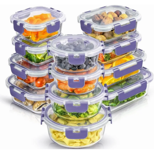 Essential 24-Piece Glass Storage Containers – Leakproof, Durable, Dishwasher Safe