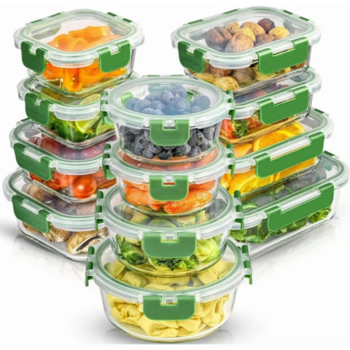 Essential 24-Piece Glass Storage Containers – Leakproof, Durable, Dishwasher Safe