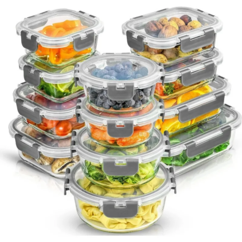 Essential 24-Piece Glass Storage Containers – Leakproof, Durable, Dishwasher Safe