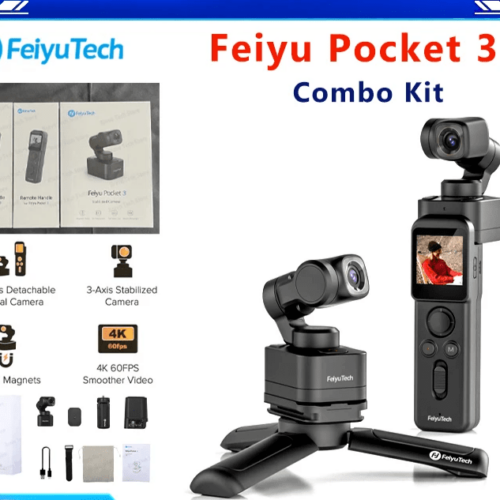 FeiyuTech Feiyu Pocket 3 Cordless Detachable 3-Axis Stabilizer Gimbal Camera | 4K60fps Magnetic AI Tracking with Follow Mode