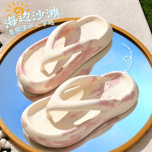 Fashion Women's Beach Flip Flops - Thick Sole Wedge Heels Sandals, Non-Slip Outdoor Slides, Home Slippers for Girls