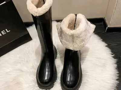 Plush Warm Thigh High Boots - Winter Designer Velvet Round Toe, Thick Sole Snow Boots, Knee Length Platform Shoes