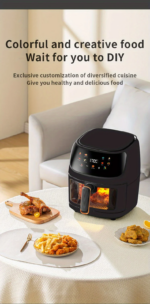 8L Large-Capacity Air Fryer with Knob Switch Food-Grade Non-Stick Coating Healthy Cooking 1-Hour Timer Dual-Purpose for Baking