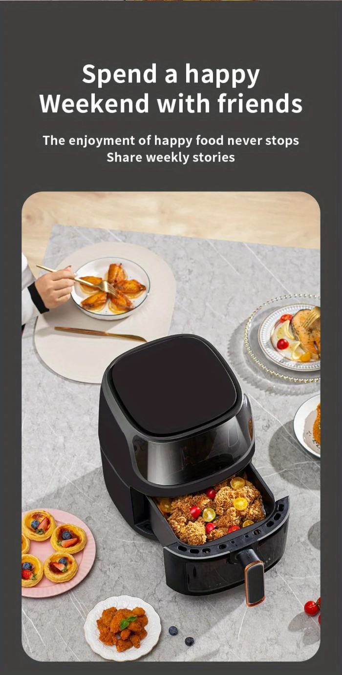 8L Large-Capacity Air Fryer with Knob Switch Food-Grade Non-Stick Coating Healthy Cooking 1-Hour Timer Dual-Purpose for Baking