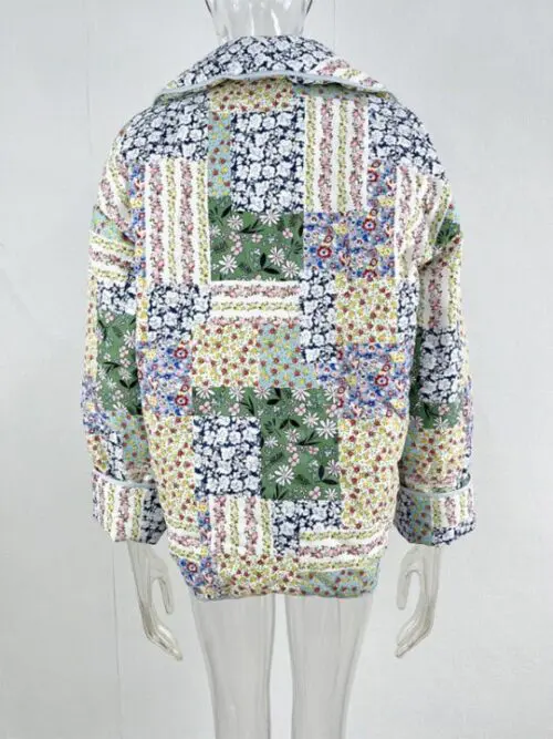 Floral Print Quilted Sleeveless Jacket – Lightweight Cotton Vest