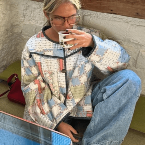 Floral Print Wrap Jacket – Stylish Cotton Outerwear