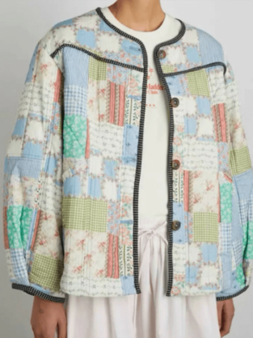 Floral Print Quilted Sleeveless Jacket – Lightweight Cotton Vest