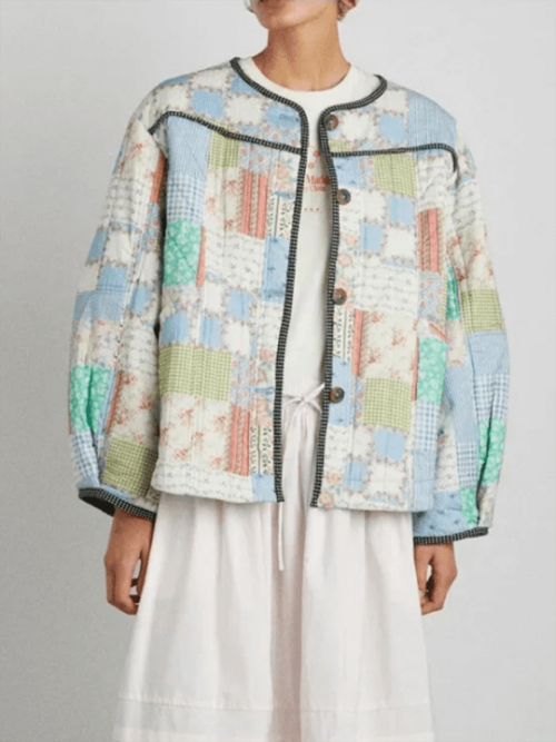 Floral Print Wrap Jacket – Stylish Cotton Outerwear