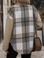 Fashionable Lapel Plaid Single-Breasted Long-Sleeve Jacket