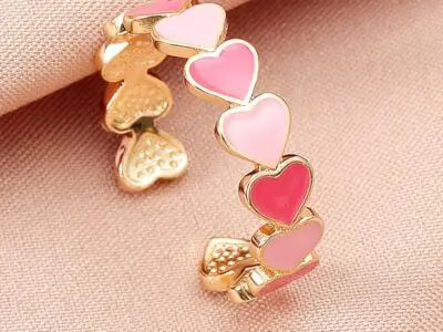 Charming Vintage-Inspired Colorful Heart Enamel Ring – Adjustable Boho Style for Daily & Party Wear