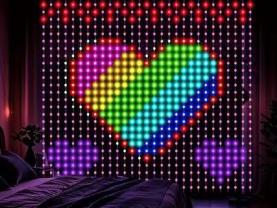 6.6FT x 6.6FT Smart LED Curtain Lights – 400 RGB USB String Lights w/ APP & Remote, DIY Indoor Decor