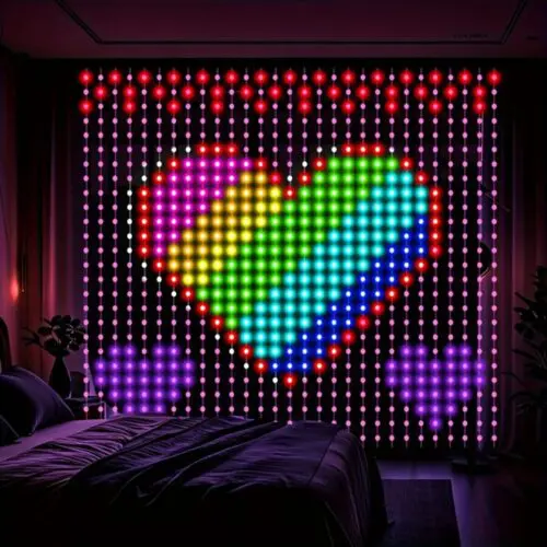 6.6FT x 6.6FT Smart LED Curtain Lights – 400 RGB USB String Lights w/ APP & Remote, DIY Indoor Decor