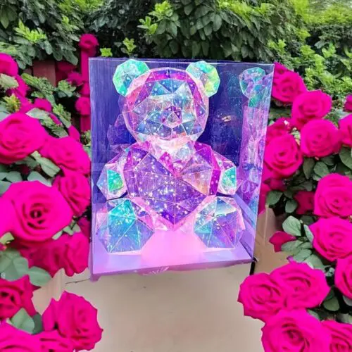 Valentine's Day Love Hug Bear - 9.84-Inch USB-Powered Dimmable LED Light for Weddings, Birthdays & Home Decor