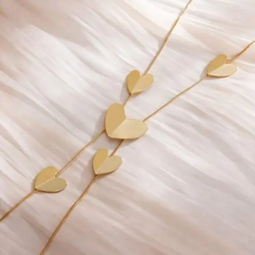 Stylish Y Shaped Necklace for Women – 14K Gold Plated Heart Pendant, Perfect for Evening Dresses & Gifts