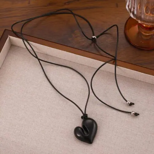 1pc Irregular Love Pendant Necklace – Adjustable Vintage PU Leather Chain, Perfect for Festivals & Gifts