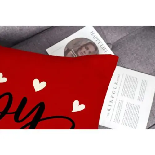 Valentine’s Day Pillow Covers - 18x18 Set of 4, Red Love Geometric Design, Farmhouse Style Throw Cushion Cases