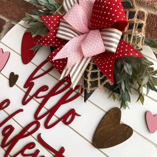 Vintage Wooden Sign | "Hello Valentine" 3D Door Sign - Rustic Farmhouse Decor with Heart Accents for Valentine’s Day
