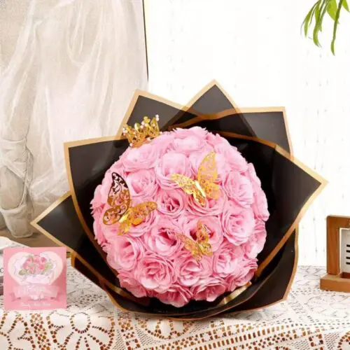 24/36 pcs Everlasting Glitter Roses Bouquet – Shiny Artificial Red Roses for Valentine’s, Weddings & More