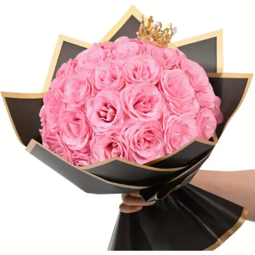 24/36 pcs Everlasting Glitter Roses Bouquet – Shiny Artificial Red Roses for Valentine’s, Weddings & More