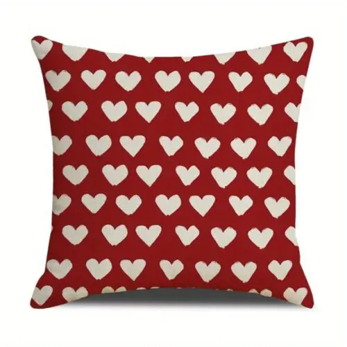 Valentine’s Day Pillowcase Red Bedside - 4pcs Decorative Cushion Covers, Vintage Geometric Design, 100% Polyester
