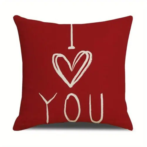 Valentine’s Day Pillowcase Red Bedside - 4pcs Decorative Cushion Covers, Vintage Geometric Design, 100% Polyester