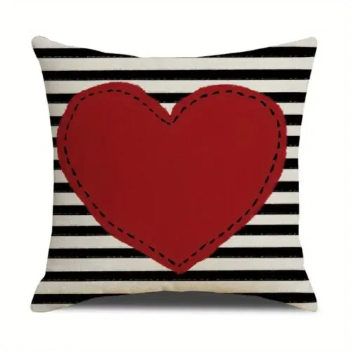 Valentine’s Day Pillowcase Red Bedside - 4pcs Decorative Cushion Covers, Vintage Geometric Design, 100% Polyester