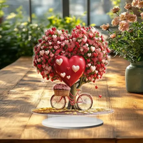 Valentine's Day Tree of Life Desktop Ornament - 2D Acrylic Heart-Shaped Design, Boho Style, Perfect Gift for Valentine’s Day