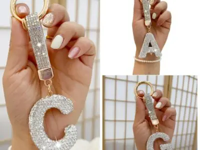 Rhinestone Letter Keychain - Lucky Crystal Pendant for Men & Women, Shiny Alloy Charm