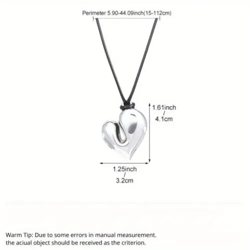 1pc Irregular Love Pendant Necklace – Adjustable Vintage PU Leather Chain, Perfect for Festivals & Gifts