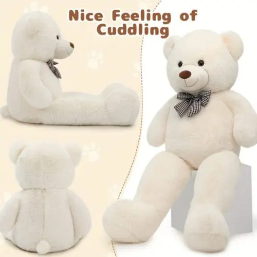 Ivory Giant Teddy Bear - 120cm XXL Plush Toy for Birthday Gifts & Party Decorations, Birthday Gifts For Girls Kids Girlfriend Party Decorations