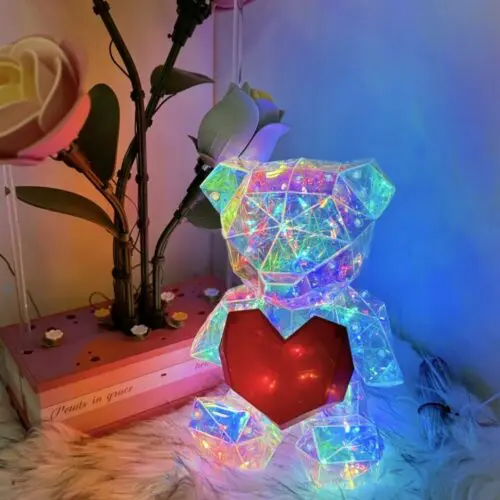 USB Powered Glow Gift for Valentine’s Day - Colorful LED Care Bear for Christmas, Weddings & Birthdays