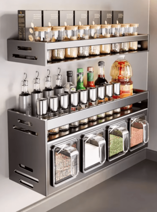 Spice Box Stainless Steel Storage, Waterproof PVC Kitchen Storage, Chemical-Free Storage