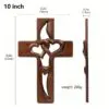 Elegant Wood Cross with Intertwined Hearts - 10 Inch Wall Hanging Decor, Love-Themed Indoor Art for Living Room, Valentine’s Day, and Weddings