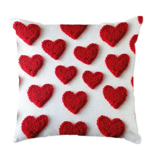 Soft & Cozy 18x18" Throw Pillow Cover - 3D Red Heart Design, Machine Washable, Ideal Valentine’s Day Gift